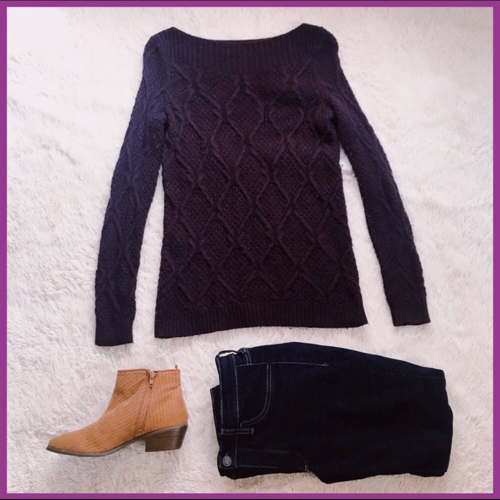 LOFT cableknit sweater in plum